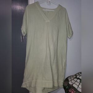 Wonderly Large Sage Green Cotton Gauze Tunic Top V Neck